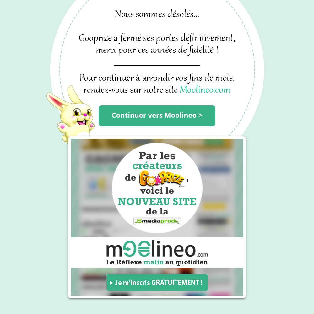 Fin de l'aventure Gooprize, Continuez sur Moolineo